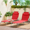 SoBuy OGS35-RX2 Set di 2 Sdrai da Giardino Lettino Prendisole con Cuscino e Tasca Laterale Sedia Sdraio da Esterno per Patio, Campeggio Spiaggia, Sdraio Pieghevole da Giardino Rosso 155x56x81cm