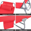 SoBuy OGS35-RX2 Set di 2 Sdrai da Giardino Lettino Prendisole con Cuscino e Tasca Laterale Sedia Sdraio da Esterno per Patio, Campeggio Spiaggia, Sdraio Pieghevole da Giardino Rosso 155x56x81cm