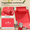 SoBuy OGS35-R Sdraio da Giardino Reclinabile Lettino Prendisole con Cuscino e Tasca Laterale Sedia Sdraio da Esterno per Patio Campeggio Spiaggia Sdraio Pieghevole da Giardino Rosso 155x56x81cm