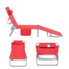 SoBuy OGS35-R Sdraio da Giardino Reclinabile Lettino Prendisole con Cuscino e Tasca Laterale Sedia Sdraio da Esterno per Patio Campeggio Spiaggia Sdraio Pieghevole da Giardino Rosso 155x56x81cm