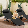 SoBuy OGS35-SCHx2 Set di 2 Sdraio da Giardino Lettino Prendisole con Cuscino e Tasca Laterale Sedia Sdraio da Esterno per Patio, Campeggio Spiaggia, Sdraio Pieghevole da Giardino Nero 155x56x81cm