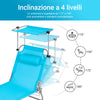 SoBuy OGS48-B Sdraio da Giardino Reclinabile Lettino Prendisole Pieghevole con Cuscino Tasca Laterale e Parasole Sedia Sdraio da Esterno per Patio Campeggio Spiaggia Blu 155x56x81cm