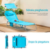 SoBuy OGS48-B Sdraio da Giardino Reclinabile Lettino Prendisole Pieghevole con Cuscino Tasca Laterale e Parasole Sedia Sdraio da Esterno per Patio Campeggio Spiaggia Blu 155x56x81cm