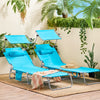 SoBuy OGS48-Bx2 Set di 2 Sdrai da Giardino Reclinabile Lettino Prendisole Pieghevole con Cuscino Tasca Laterale e Parasole Sedia Sdraio da Esterno per Patio Campeggio Spiaggia Blu 155x56x81cm