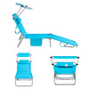 SoBuy OGS48-Bx2 Set di 2 Sdrai da Giardino Reclinabile Lettino Prendisole Pieghevole con Cuscino Tasca Laterale e Parasole Sedia Sdraio da Esterno per Patio Campeggio Spiaggia Blu 155x56x81cm