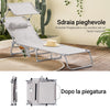 SoBuy OGS48-MIx2 Set di 2 Sdrai da Giardino Reclinabile Lettino Prendisole Pieghevole con Cuscino Tasca Laterale e Parasole Sedia Sdraio da Esterno per Patio Campeggio Spiaggia Beige 155x56x81cm