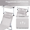 SoBuy OGS48-MIx2 Set di 2 Sdrai da Giardino Reclinabile Lettino Prendisole Pieghevole con Cuscino Tasca Laterale e Parasole Sedia Sdraio da Esterno per Patio Campeggio Spiaggia Beige 155x56x81cm