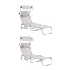 SoBuy OGS48-MIx2 Set di 2 Sdrai da Giardino Reclinabile Lettino Prendisole Pieghevole con Cuscino Tasca Laterale e Parasole Sedia Sdraio da Esterno per Patio Campeggio Spiaggia Beige 155x56x81cm