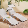 SoBuy OGS48-MIx2 Set di 2 Sdrai da Giardino Reclinabile Lettino Prendisole Pieghevole con Cuscino Tasca Laterale e Parasole Sedia Sdraio da Esterno per Patio Campeggio Spiaggia Beige 155x56x81cm