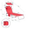 SoBuy OGS48-R Sdraio da Giardino Reclinabile Lettino Prendisole Pieghevole con Cuscino Tasca Laterale e Parasole Sedia Sdraio da Esterno per Patio Campeggio Spiaggia Rosso 155x56x81cm
