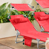 SoBuy OGS48-Rx2 Set di 2 Sdrai da Giardino Reclinabile Lettino Prendisole Pieghevole con Cuscino Tasca Laterale e Parasole Sedia Sdraio da Esterno per Patio Campeggio Spiaggia Rosso 155x56x81cm