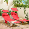 SoBuy OGS48-Rx2 Set di 2 Sdrai da Giardino Reclinabile Lettino Prendisole Pieghevole con Cuscino Tasca Laterale e Parasole Sedia Sdraio da Esterno per Patio Campeggio Spiaggia Rosso 155x56x81cm
