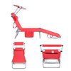 SoBuy OGS48-Rx2 Set di 2 Sdrai da Giardino Reclinabile Lettino Prendisole Pieghevole con Cuscino Tasca Laterale e Parasole Sedia Sdraio da Esterno per Patio Campeggio Spiaggia Rosso 155x56x81cm