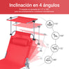 SoBuy OGS48-R Sdraio da Giardino Reclinabile Lettino Prendisole Pieghevole con Cuscino Tasca Laterale e Parasole Sedia Sdraio da Esterno per Patio Campeggio Spiaggia Rosso 155x56x81cm