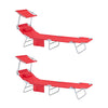 SoBuy OGS48-Rx2 Set di 2 Sdrai da Giardino Reclinabile Lettino Prendisole Pieghevole con Cuscino Tasca Laterale e Parasole Sedia Sdraio da Esterno per Patio Campeggio Spiaggia Rosso 155x56x81cm