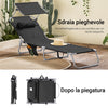 SoBuy OGS48-SCHx2 Set di 2 Sdrai da Giardino Reclinabile Lettino Prendisole Pieghevole con Cuscino Tasca Laterale e Parasole Sedia Sdraio da Esterno per Patio Campeggio Spiaggia Nero 155x56x81cm