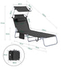 SoBuy OGS48-SCHx2 Set di 2 Sdrai da Giardino Reclinabile Lettino Prendisole Pieghevole con Cuscino Tasca Laterale e Parasole Sedia Sdraio da Esterno per Patio Campeggio Spiaggia Nero 155x56x81cm