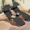 SoBuy OGS48-SCHx2 Set di 2 Sdrai da Giardino Reclinabile Lettino Prendisole Pieghevole con Cuscino Tasca Laterale e Parasole Sedia Sdraio da Esterno per Patio Campeggio Spiaggia Nero 155x56x81cm