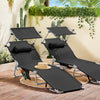 SoBuy OGS48-SCHx2 Set di 2 Sdrai da Giardino Reclinabile Lettino Prendisole Pieghevole con Cuscino Tasca Laterale e Parasole Sedia Sdraio da Esterno per Patio Campeggio Spiaggia Nero 155x56x81cm