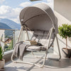 SoBuy OGS62-MI, Dondolo da Giardino Poltrona Relax con Parasole Regolabile Amaca da Giardino Sedia a Dondolo per Esterni e Interni Poltrona Sospesa Beige 108x126x163 cm
