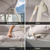SoBuy OGS62-MI, Dondolo da Giardino Poltrona Relax con Parasole Regolabile Amaca da Giardino Sedia a Dondolo per Esterni e Interni Poltrona Sospesa Beige 108x126x163 cm