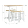 SoBuy OGT11-WN Set Tavolo da Bar Alto con 4 Sgabelli Tavolo Salvaspazio per Cucina Piccola e Balcone, Stile Industriale Moderno Tavolino Alto da Esterno per Giardino o Terrazzo