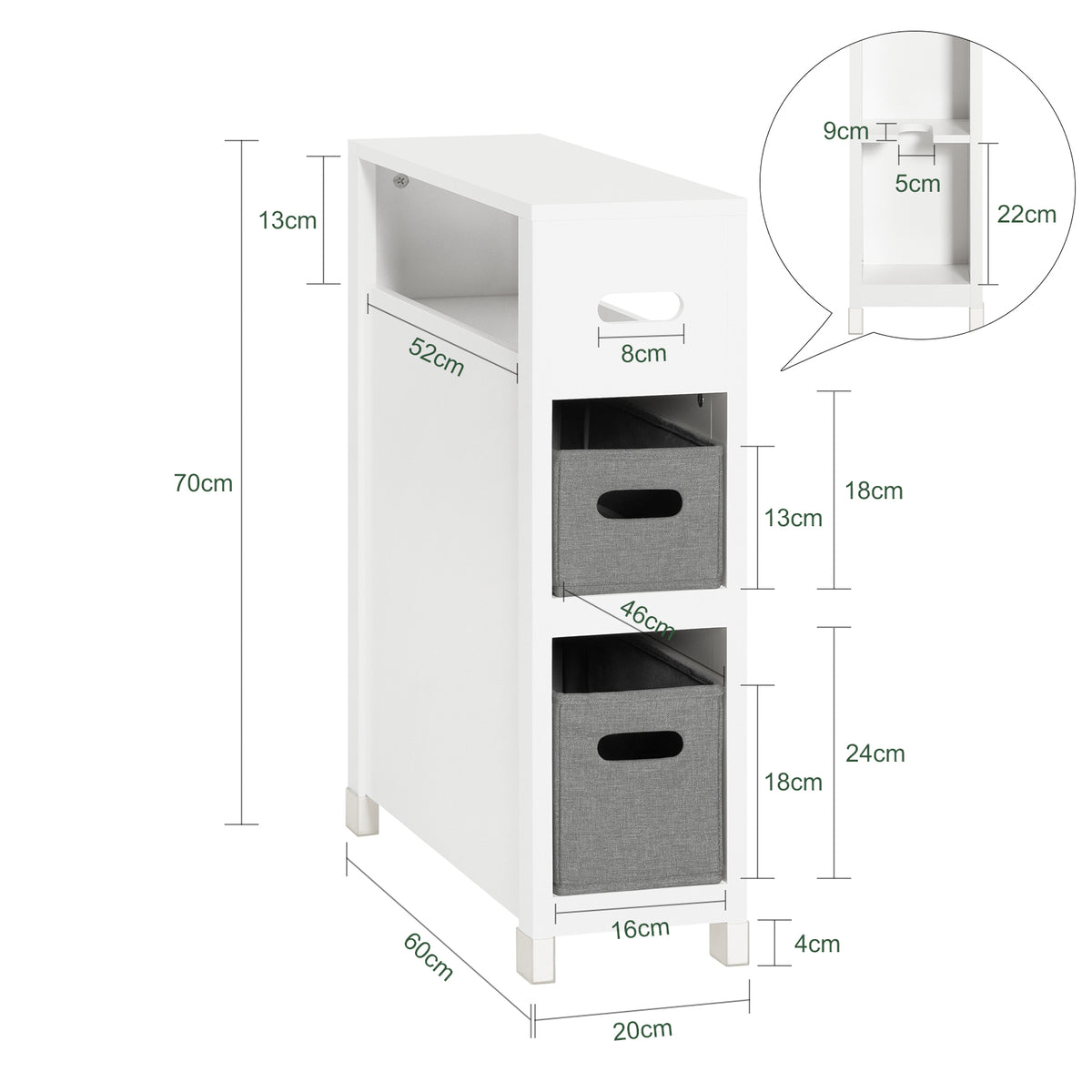 SoBuy Carrellino salvaspazio,carrellino per il bagno, portaoggetti su  rotelle 4 cassetti Bianco FRG41-W