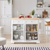 SoBuy FKW71-WN Carrello Cucina con Ruote, Isola Cucina con Piano di Lavoro Estensibile in Legno, 2 Cassetti e Ripiani Regolabili, Mobile Salvaspazio per Mobili da Cucina, Bianco, 115 x 92 x (46-71)cm