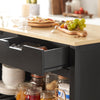 SoBuy FKW74-SCH Mobile Cucina Salvaspazio Carrello Cucina con Ruote Credenza Cucina Mobiletto Cucina Dispensa Isola Cucina Mobile Cucina con Cassetti Piano in Legno Nero 98x94x58 cm