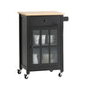 SoBuy FKW98-SCH Credenza cucina legno Carrello cucina con ruote in stile americano antico piano in legno massello di hevea nero L63*P46*A88 cm