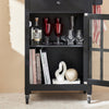 SoBuy FKW98-SCH Credenza cucina legno Carrello cucina con ruote in stile americano antico piano in legno massello di hevea nero L63*P46*A88 cm