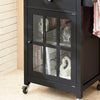 SoBuy FKW98-SCH Credenza cucina legno Carrello cucina con ruote in stile americano antico piano in legno massello di hevea nero L63*P46*A88 cm