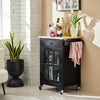 SoBuy FKW98-SCH Credenza cucina legno Carrello cucina con ruote in stile americano antico piano in legno massello di hevea nero L63*P46*A88 cm