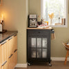 SoBuy FKW98-SCH Credenza cucina legno Carrello cucina con ruote in stile americano antico piano in legno massello di hevea nero L63*P46*A88 cm