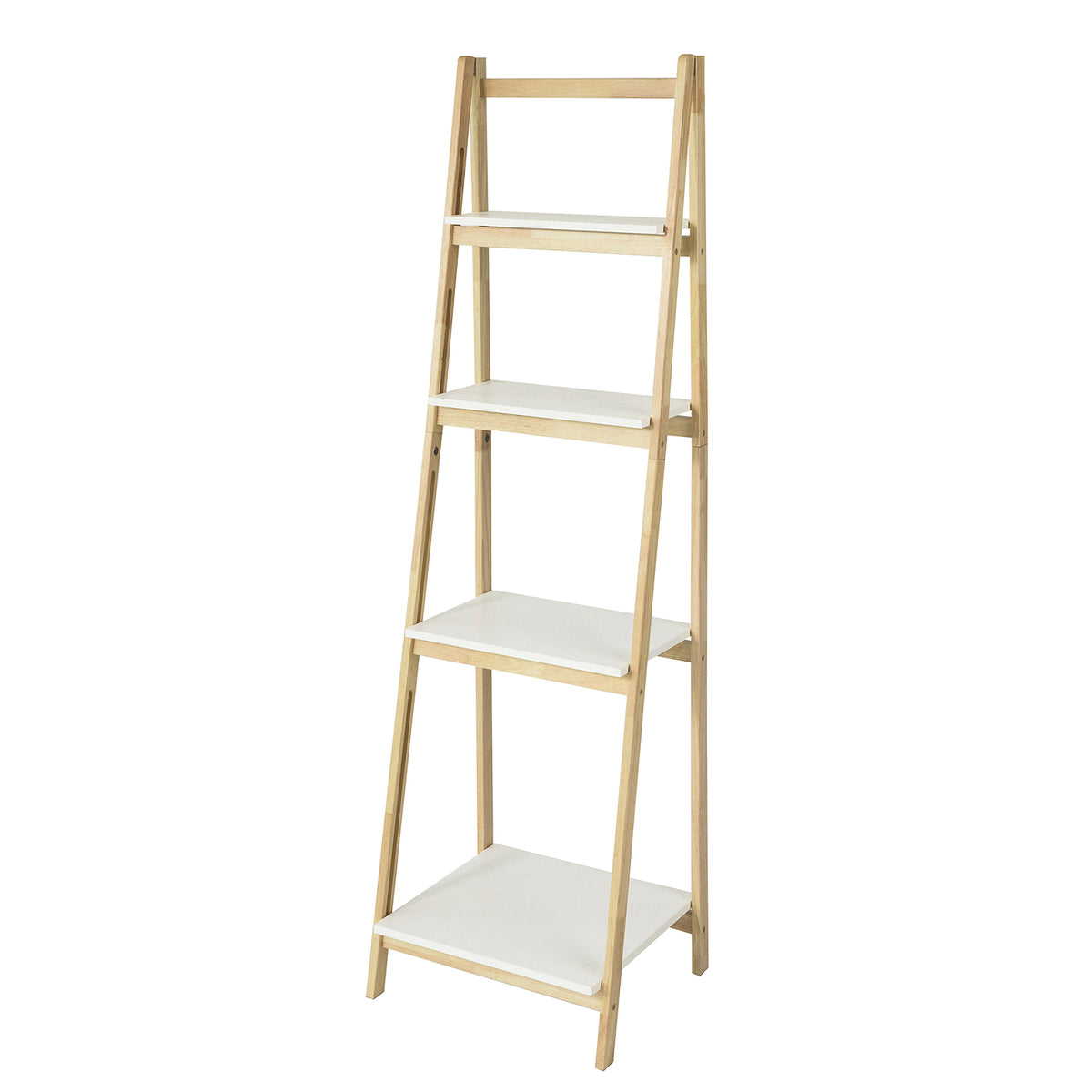 SoBuy® Scaffale A Scala In Legno Hevea – 4 Ripiani – Pieghevole – FRG162-N – 140x42 Cm