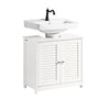 SoBuy FRG237-II-W Mobile Sottolavabo per Bagno, Mobiletto Bagno con Mensole Regolabili, Mobile Base per Lavabo in MDF, Antimuffa con Porta a Lamelle, per lavabo a terra, Bianco, 60x58x35cm