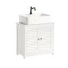 SoBuy FRG237-W Mobile Sottolavabo per Bagno, Mobiletto Bagno con Mensole Regolabili, Mobile Base per Lavabo in MDF, Antimuffa con Porta a Lamelle, per lavabo a muro, Bianco, 60x58x35cm