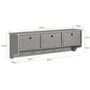 SoBuy FRG282-HG Portachiavi da Muro Ingresso Appendini da Muro con 5 Ganci Appendiabiti e 3 Cestini in Tessuto Pieghevole, Mobile Ingresso Appendiabiti Grigio, Capacità di Carico 15kg, 100x20x31cm