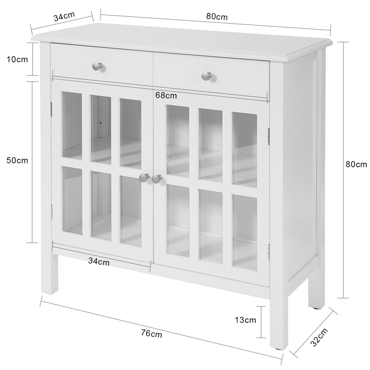 SoBuy - Credenza Cucina Vetrina Credenza Con Anta Scorrevole In Vetro,  Mobile Da Cucina, Bianco, L80 X P39 X A82 Cm, Fsb46-w - ePrice