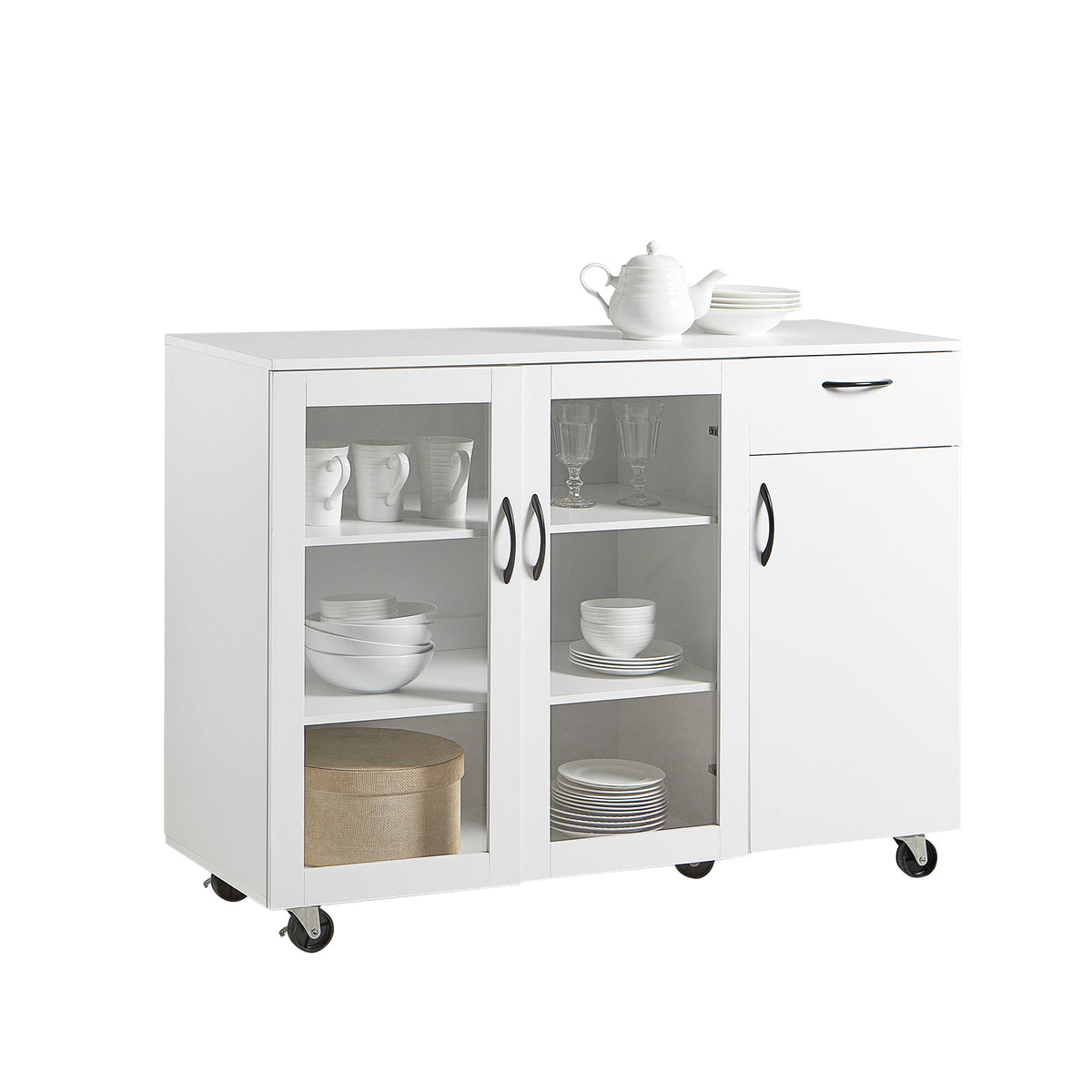 SoBuy Mobiletto Soggiorno Credenza Cucina Armadietto Credenza con ante  Vetrina Soggiorno FSB57-W