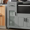 SoBuy FSB78-HG Carrello da Cucina, Isola Cucina con Ruote, Mobili da Cucina, Supporto per Microonde, Carrello Mobile per Sala da Pranzo e Ufficio 88,5 x 40 x 89 cm Grigio