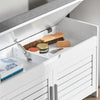 SoBuy FSR102-W Scarpiera Panca Contenitore con 2 Ante - Panca Ingresso Salvaspazio, Vano Portaoggetti, Design Semplice e Compatto, Facile Installazione, Colore Bianco, L90xP33xA50 cm