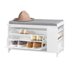 SoBuy Scarpiera armadio con cuscino Scarpiera panca da ingresso con 1 ribalta e 1 ripiano a giorno 82x35x53cm FSR105-W