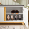 SoBuy FSR117-W Panca Scarpiera Ingresso con Seduta, Cassapanca Contenitore da Interno con 2 Ante, in Legno ingegnerizzato + Bambù 90x34x46cm Bianco