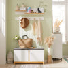 SoBuy FSR117-W Panca Scarpiera Ingresso con Seduta, Cassapanca Contenitore da Interno con 2 Ante, in Legno ingegnerizzato + Bambù 90x34x46cm Bianco