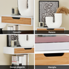 SoBuy FRG92-WN Wall Shelf with Drawer - Modern Floating Shelf for Entrance, Living Room & Bedroom - White & Natural 40x24x8cm