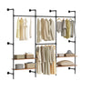 SoBuy KLS20-SCH, Wall-mounted Coat Rack with 2 MDF Shelves, Space-saving Clothes Rack 45 kg Capacity, Wardrobe for Bedroom and Entrance, 91.5x48x220cm, Industrial Black