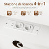 SoBuy FRG258-II-E-W, Comodino con 4-in-1 stazione di ricarica e 2 cassetti, 45x38x55,5 cm | Piccolo tavolino da letto salvaspazio per adulti e adolescenti, Bianco, per camera da letto e soggiorno