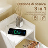 SoBuy FBT178-E-WN, comodino stretto con ricarica e Lampada LED touch, 22x34x60.5cm | 22cm Tavolino salotto con USB & Type-C, barra LED dimmerabile USB cavo 1,8 m, battiscopa e antiribaltamento