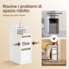 SoBuy FBT178-E-WN, comodino stretto con ricarica e Lampada LED touch, 22x34x60.5cm | 22cm Tavolino salotto con USB & Type-C, barra LED dimmerabile USB cavo 1,8 m, battiscopa e antiribaltamento